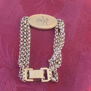 Spiedel Triple Goldtone Chain ID Bracelet "Doris" Style with Oval Charm